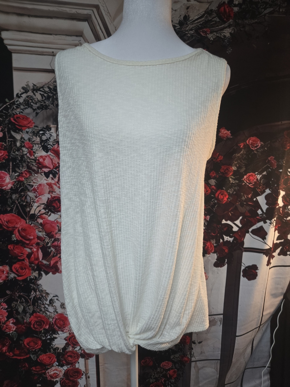 Luxe Cream Twist-Hem Ribbed Tank